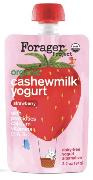 Forager Organic Cashew Yogurt Pouch, Strawberry - 3.2 Oz