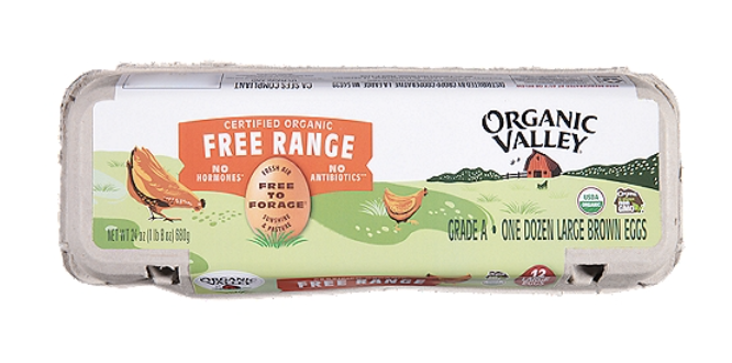 Organic Valley Certified Free Range Organic Large Brown Eggs - 12 Count