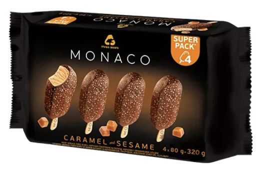 Three Bears Monaco Ice Cream Bars Caramel 4ct - 11.2 fl oz