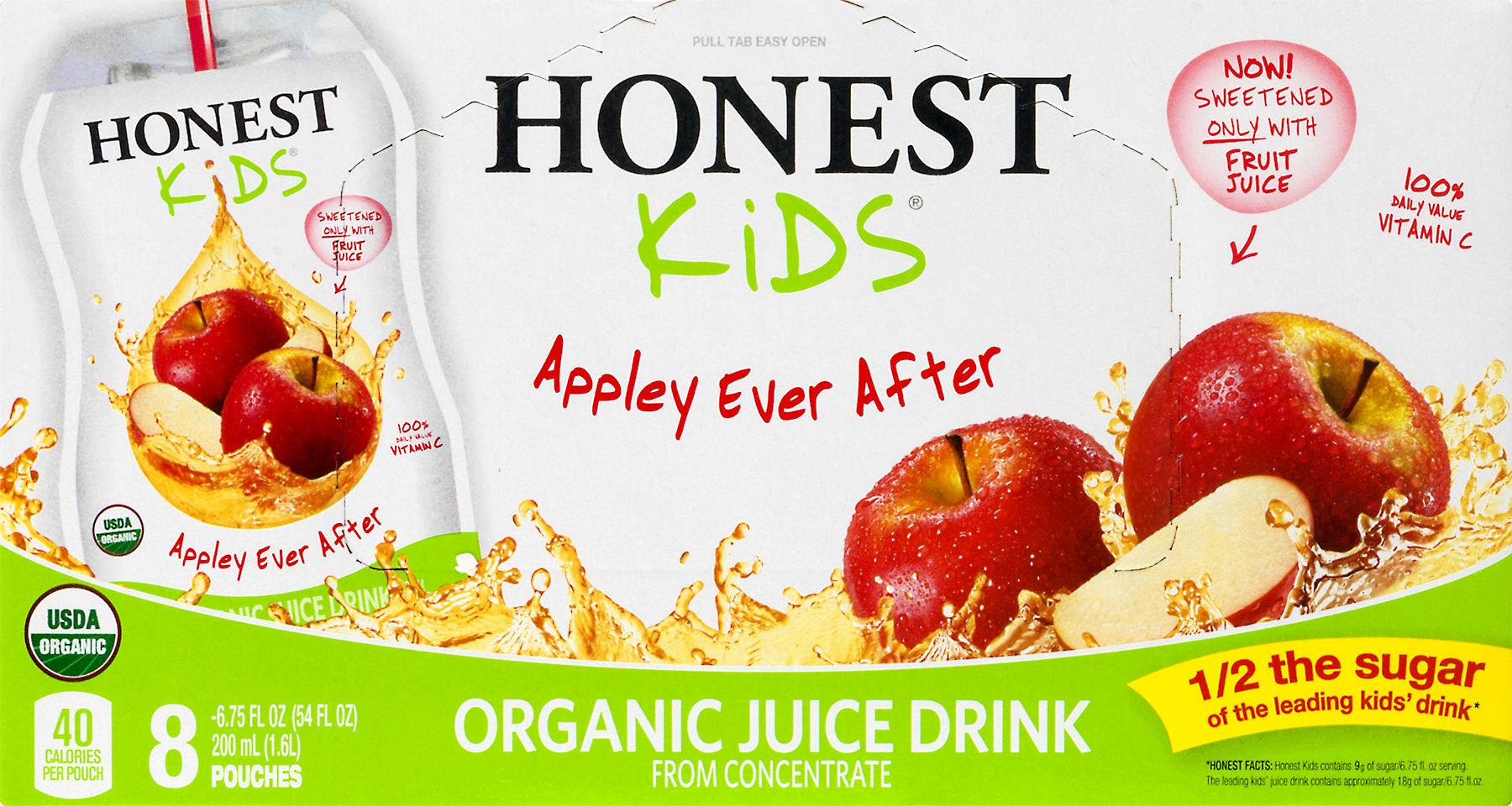 Honest Kids Organic  Apple Juice 8 - 6.75 Fl Oz Pouches