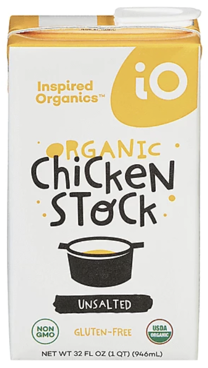 Inspired Organics Organic Chicken Stock Unsalted Gluten Free - 32 Fl Oz