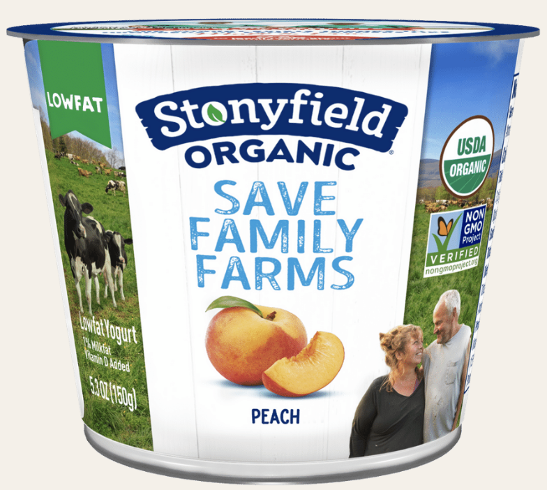 Stonyfield Organic Lowfat Yogurt, Peach - 5.3 Oz