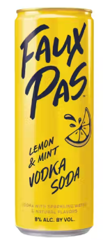 Faux Pas Lemon & Mint Vodka Soda - 8.5 Oz Can