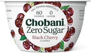 Chobani All Natural Black Cherry Yogurt Zero Sugar Lactose Free Gluten Free - 5.3 Oz