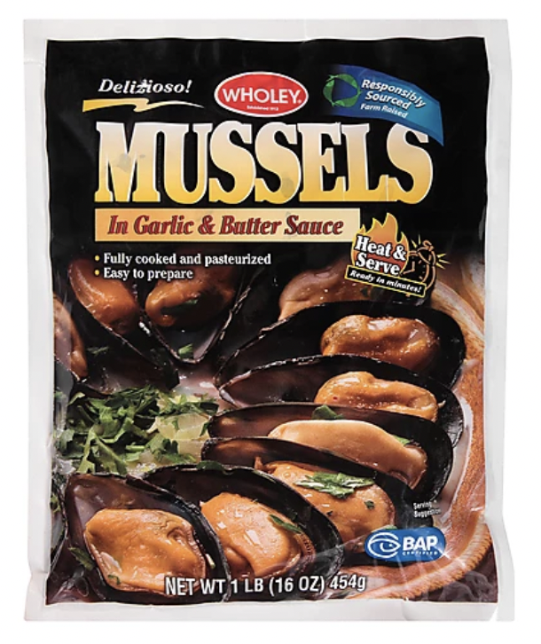 Wholey Mussles In Garlic & Butter Sauce - 16 oz