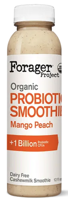 Forager Organic Probiotic Cashewmilk Yogurt Smoothie, Mango Peach - 12 Fl Oz