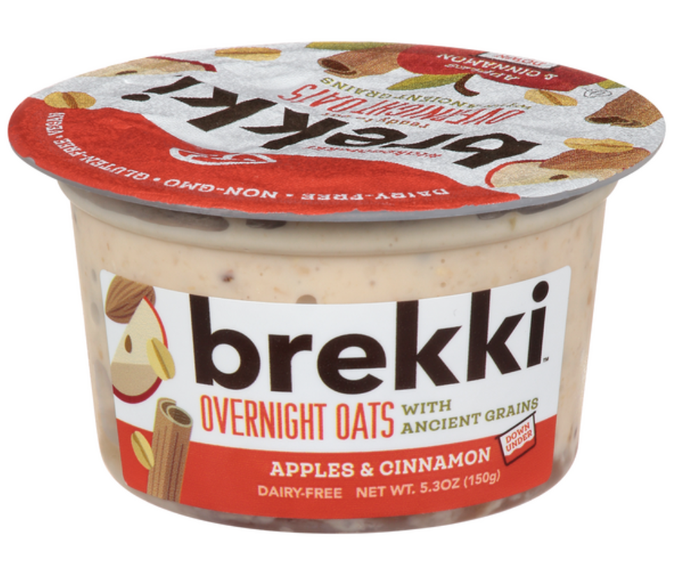 Brekki Ready to Eat Overnight Oats with Ancient Grains, Apples & Cinnamon - 5.3 Oz