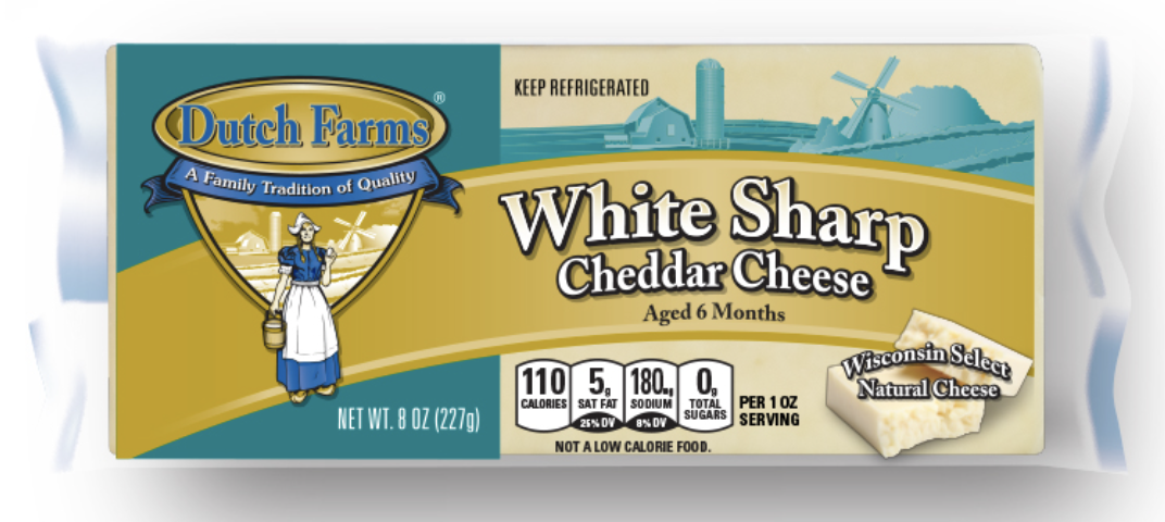 Dutch Farms White Sharp Cheddar Cheese Block - 8 oz