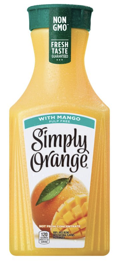 Simply 100% Orange Juice with Mango Pulp Free - 52 Fl Oz