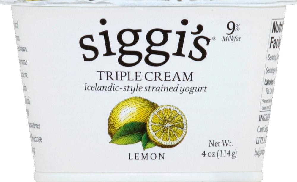 Siggi's Triple Cream Icelandic-Style Strained Yogurt, Lemon - 4 Oz