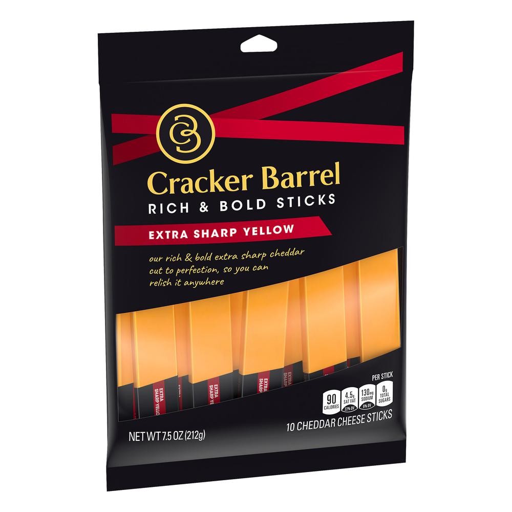 Cracker Barrel Extra Sharp Yellow Cheddar Cheese Sticks - 7.5 Oz