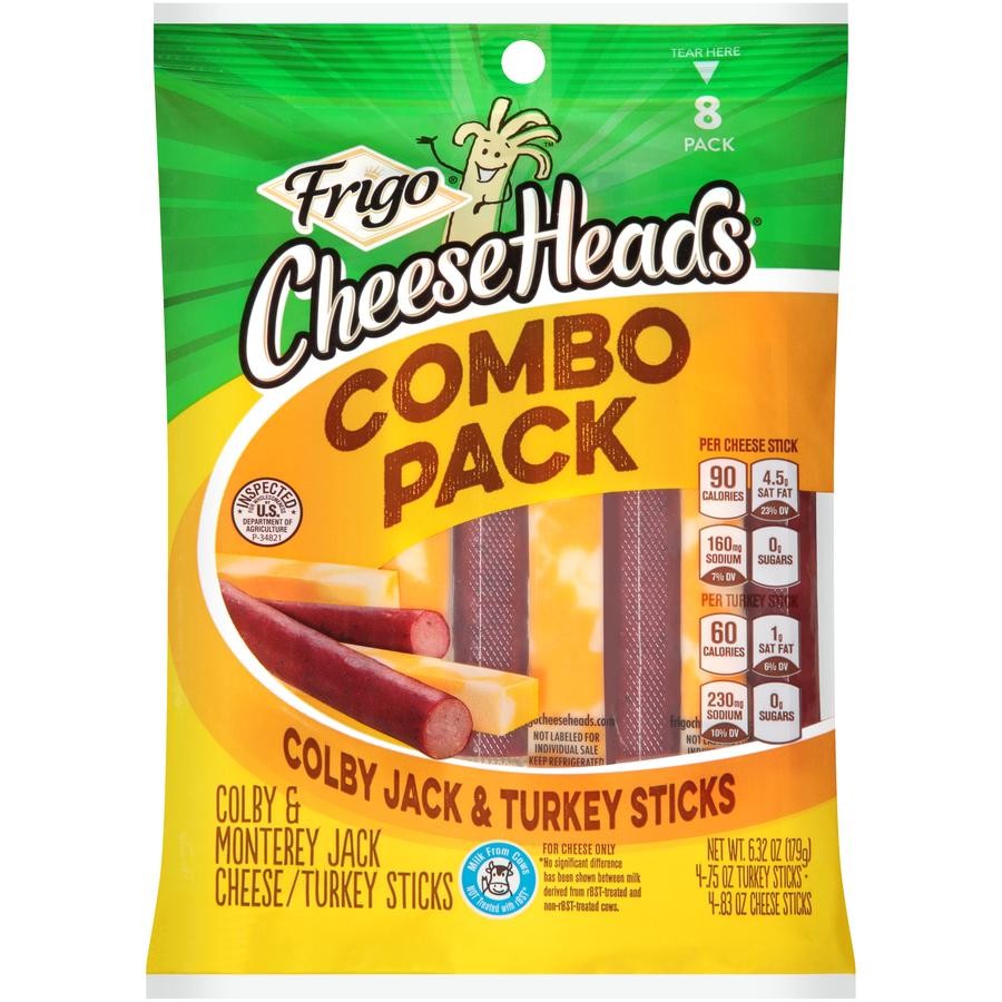 Frigo, Cheese Heads Combo Pack, Colby Jack Cheese & Turkey Sticks - 7 Oz