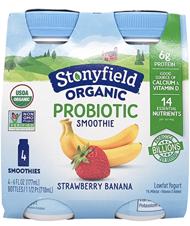 Stonyfield Organic Probiotic Smoothie Strawberry & Banana 4 pk - 6 oz Each