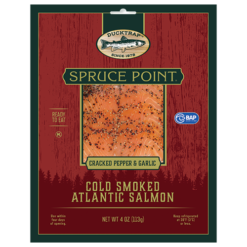 Ducktrap River of Maine Spruce Point Cold Smoked Atlantic Salmon Cracked Pepper & Garlic - 4 oz