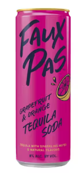 Faux Pas Grapefruit & Orange Tequila Soda - 8.5 Oz Can