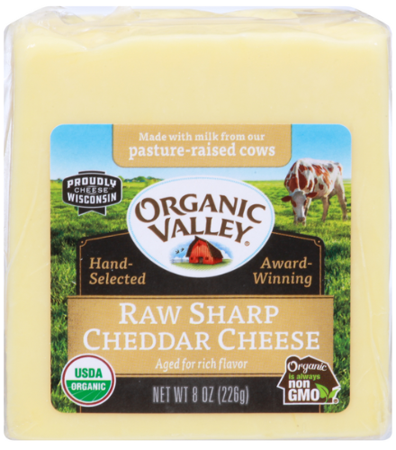 Organic Valley Raw Sharp Cheddar Cheese Block - 8 Oz