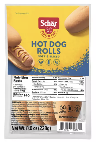 Schar Gluten Free Hot Dog Rolls 4ct - 8 Oz