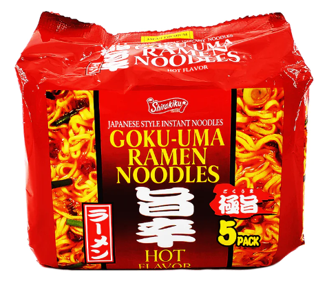 Shirakiku Goku-Uma Japanese Style Instant Noodle Hot Flavor Family Pack 5ct - 16.75 Oz