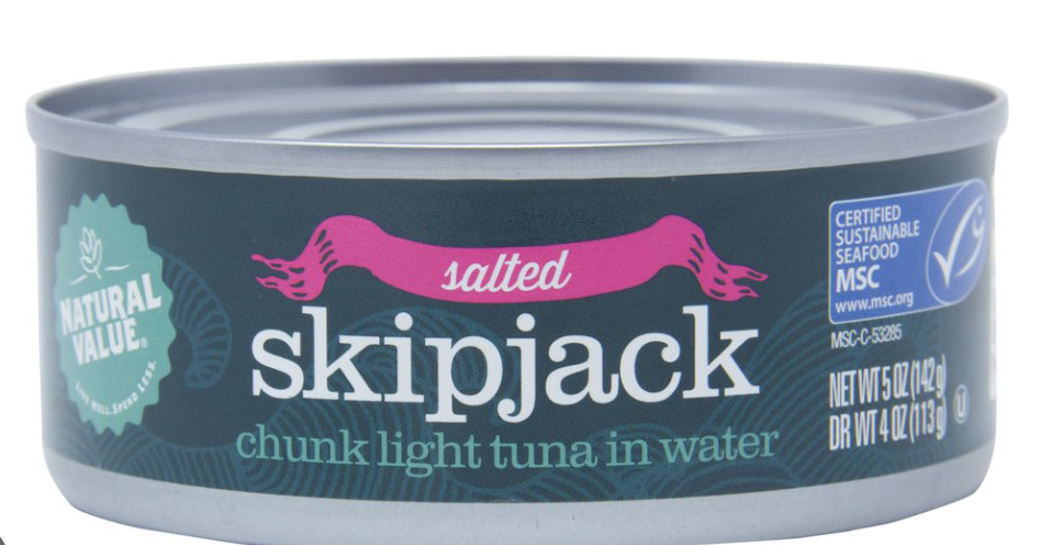 Natural Value Skipjack Tuna in Spring Water Salted - 5 Oz