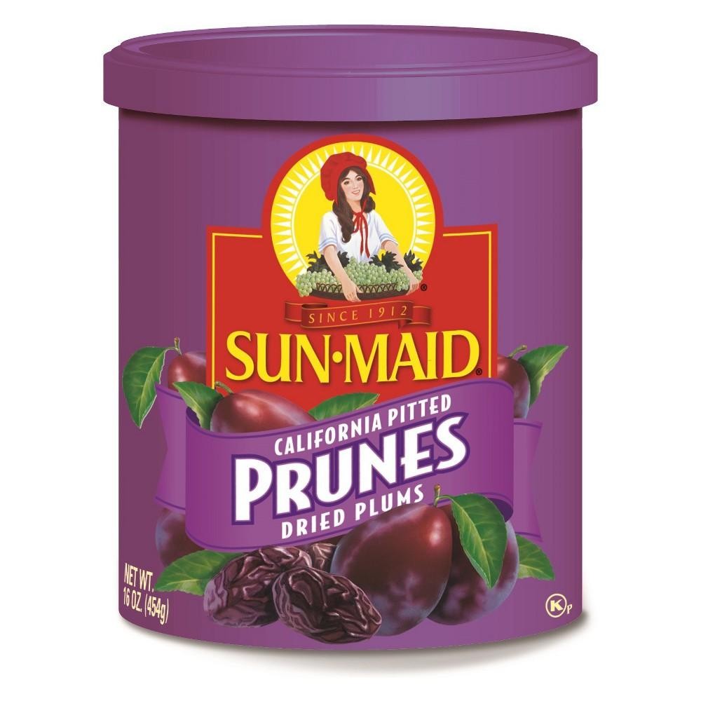 Sun-Maid California Whole Pitted Prunes Dried Plums Canister - 16 Oz