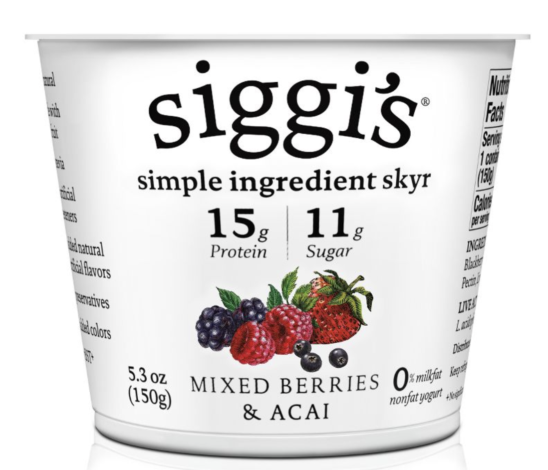 Siggi's Nonfat Icelandic-Style Skyr Yogurt, Mixed Berries & Acai - 5.3 Oz