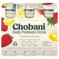 Chobani Probiotic Greek Yogurt Drinks Strawberry Banana 6Pack - 24 Fl Oz