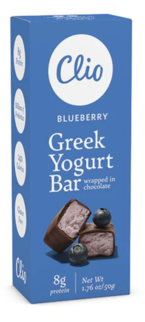 Clio Greek Yogurt Bar in Chocolatey Coating, Blueberry - 1.76 Oz