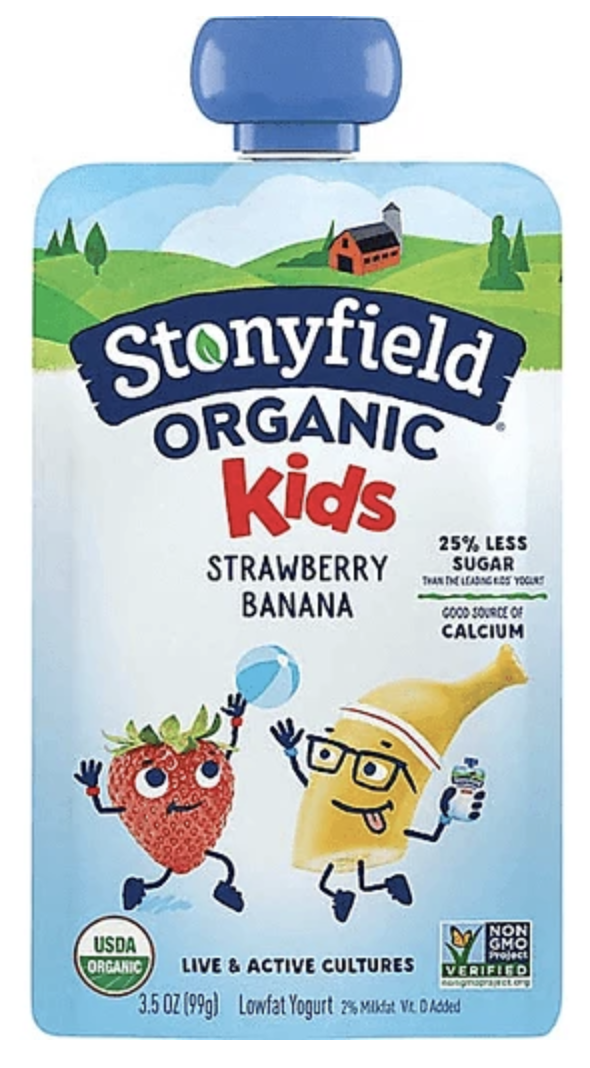 Stonyfield Organic Yogurt Pouch, Strawberry Banana - 3.5 Fl Oz