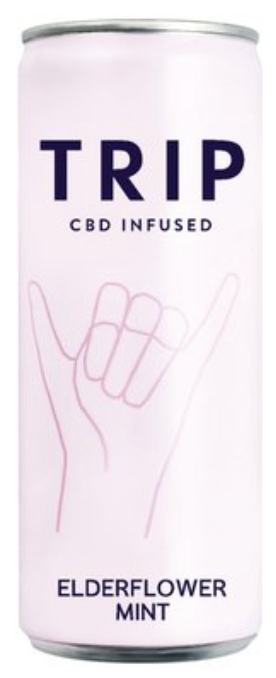 Trip CBD-Infused Lightly Sparkling Water with 15mg Hemp Extract, Elderflower Mint - 8.5 Fl Oz