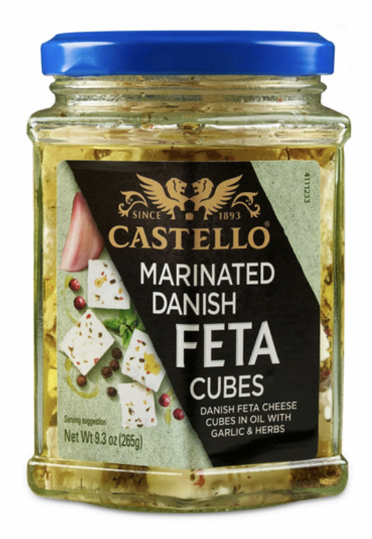 Castello Marinated Greek Style Cheese Cubes in Oil with Garlic & Herbs - 9.3 Oz