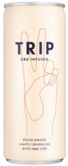 Trip CBD-Infused Lightly Sparkling Water with 15mg Hemp Extract, Peach Ginger - 8.5 Fl Oz