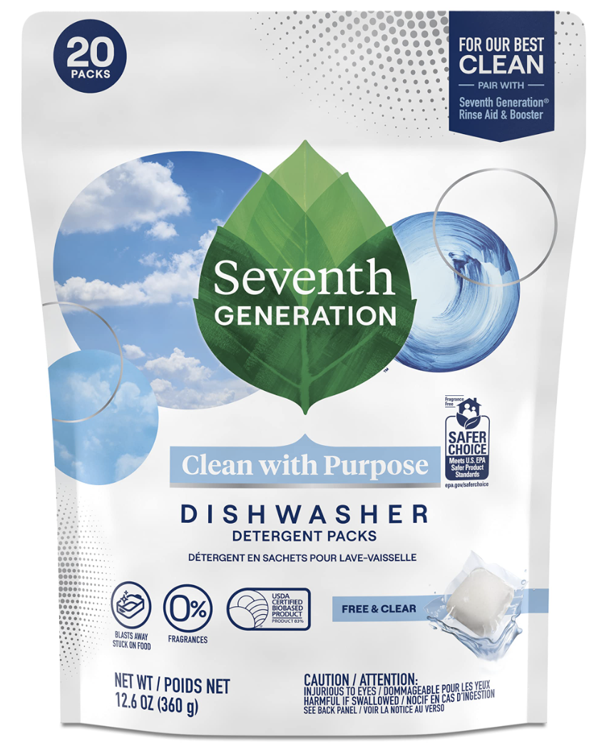 Seventh Generation Dishwasher Detergent Free & Clean - 20 Count