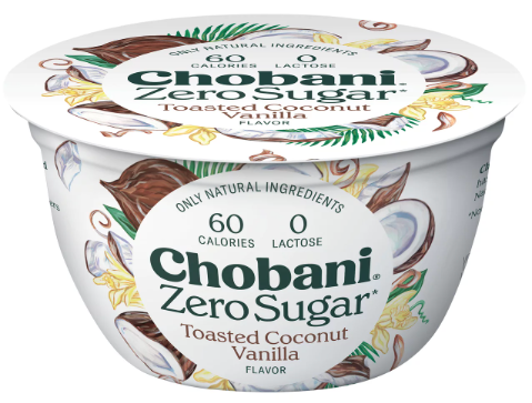 Chobani All Natural  Toasted Coconut Vanilla Yogurt Zero Sugar Lactose Free Gluten Free - 5.3 Oz