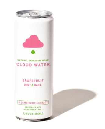 Cloud Water CBD-Infused Sparkling Water 25mg CBD, Grapefruit Mint & Basil - 12 Fl Oz