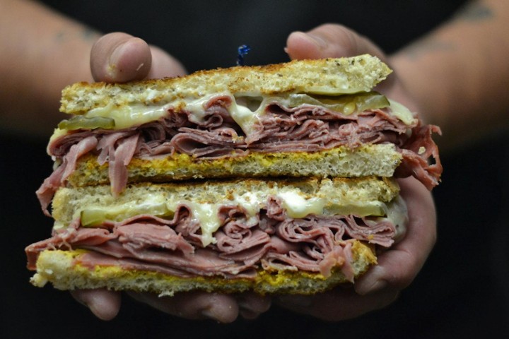 HOT CORNED BEEF & SWISS