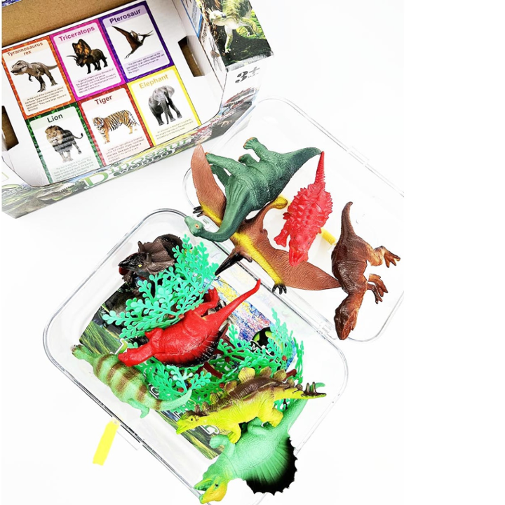 12 Pcs Realistic Dinosaurs Figure Toy with Storage Box