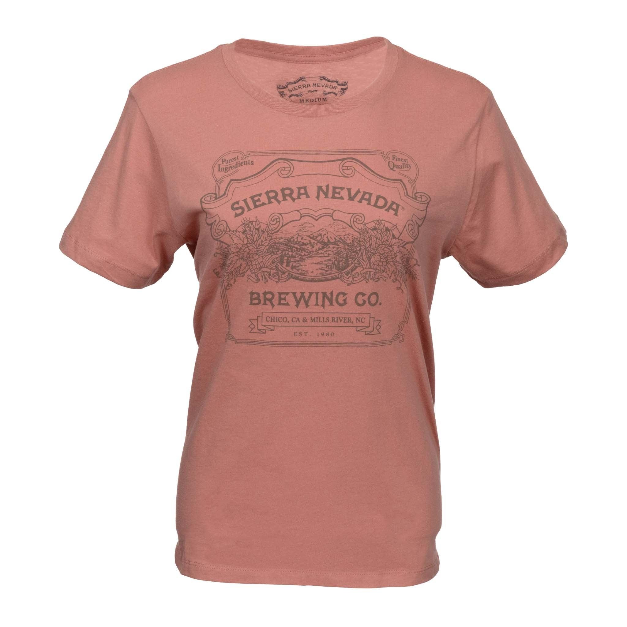 Handcrafted Short Sleeve T-Shirt Desert Pink Women's - XL