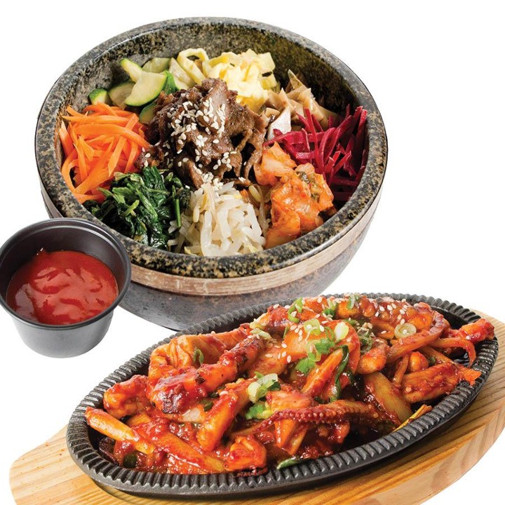 Spicy Squid + Bibimbap 매운 오징어 돌솥