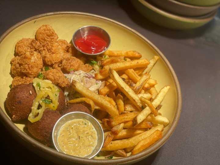 Popcorn Shrimp & Hushpuppies