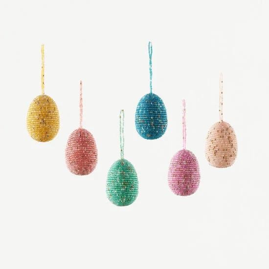 ONE Beaded glass egg ornament