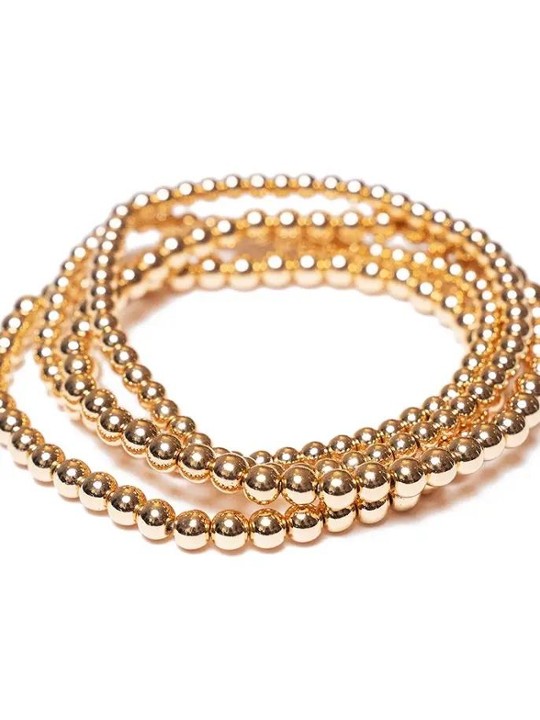 MAL Daily Candy gold beaded bracelets s/4
