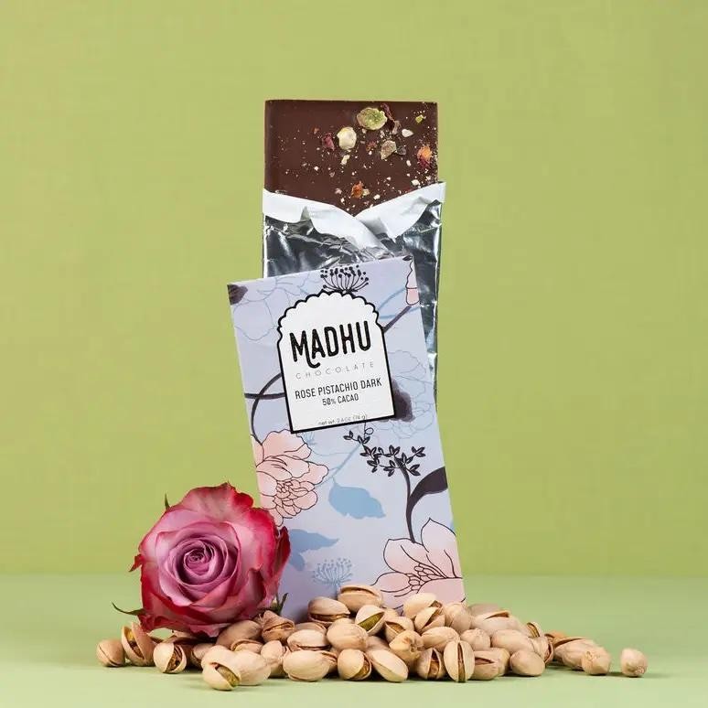 MAD Madhu rose pistachio chocolate bar
