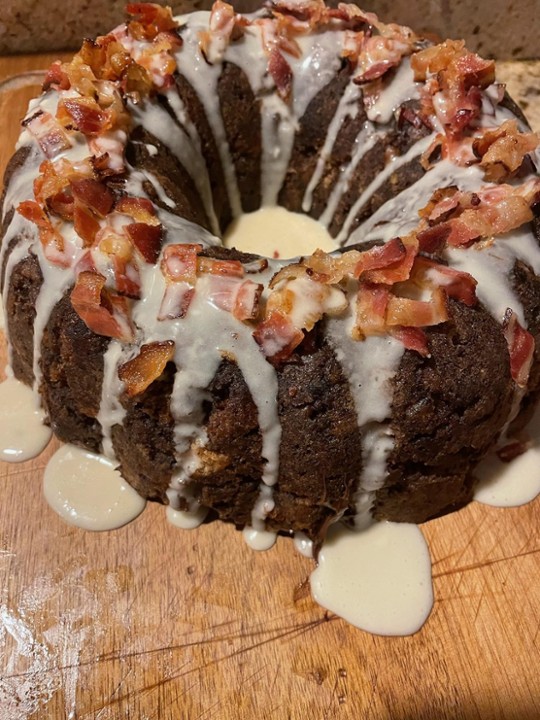 Banana French Toast Bundt Cake with Maple Bacon Glaze