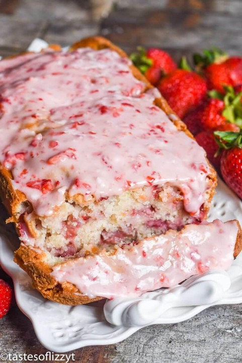 Strawberry Bread with Vanilla Glaze