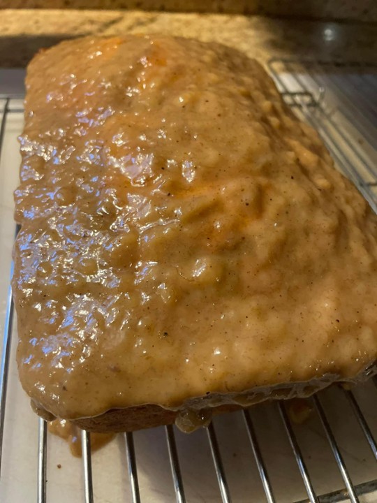 Banana Peanut Bread with Caramel Peanut Butter Glaze