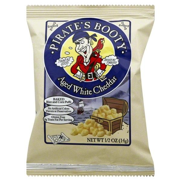 "Pirate's Booty - Aged White Cheddar Rice & Corn Puffs - 0.5 oz Bag"