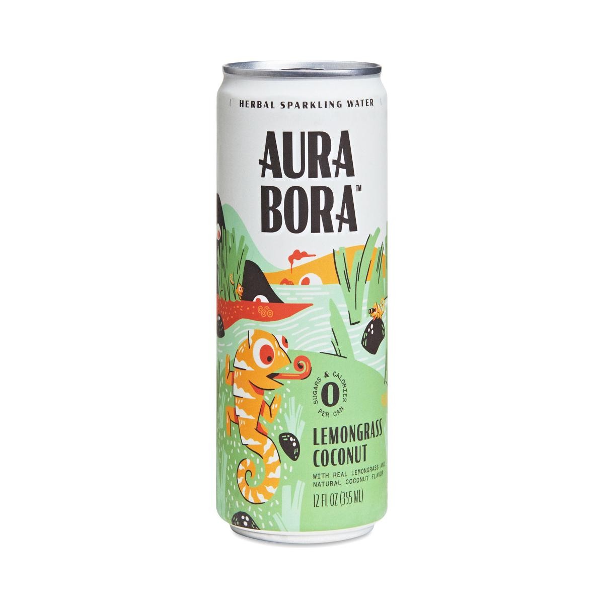 Aura Bora Lemongrass Coconut Herbal Sparkling Water 12oz Can