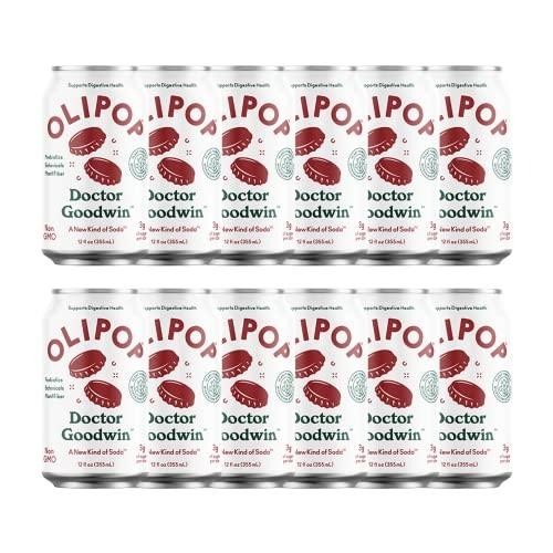 OLIPOP - Doctor Goodwin Sparkling Tonic, Healthy Soda, Prebiotic Soft Drink, 9g of Dietary Plant Fiber, Rich in Botanicals, 3g Sugar per Can, Low in S