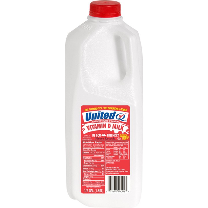 Quality Check'd United Dairy Whole Milk, Half Gallon