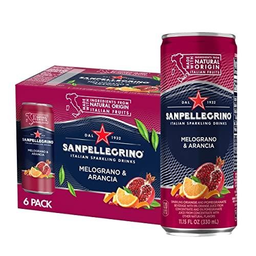 Sanpellegrino Italian Sparkling Drink Melograno and Arancia, Sparkling Orange and Pomegranate Beverage, 6 Pack of 11.15 Fl Oz Cans